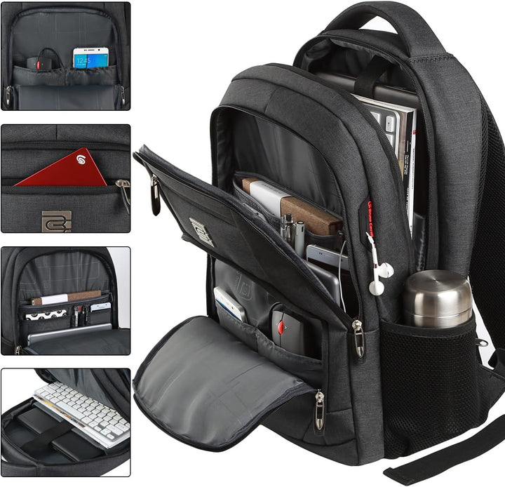 marcello Rucksack Herren, 17,3 Zoll Laptop Rucksäcke mit USB-Ladeanschluss für Arbeit Schule Uni Sch