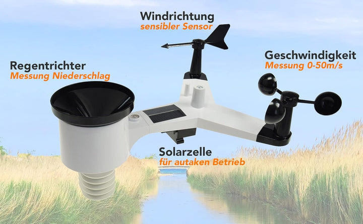 ChiliTec WLAN Wetterstation 12in1 - Temperaturanzeige Innen & Aussen mit Display, Smart App, Wetterr