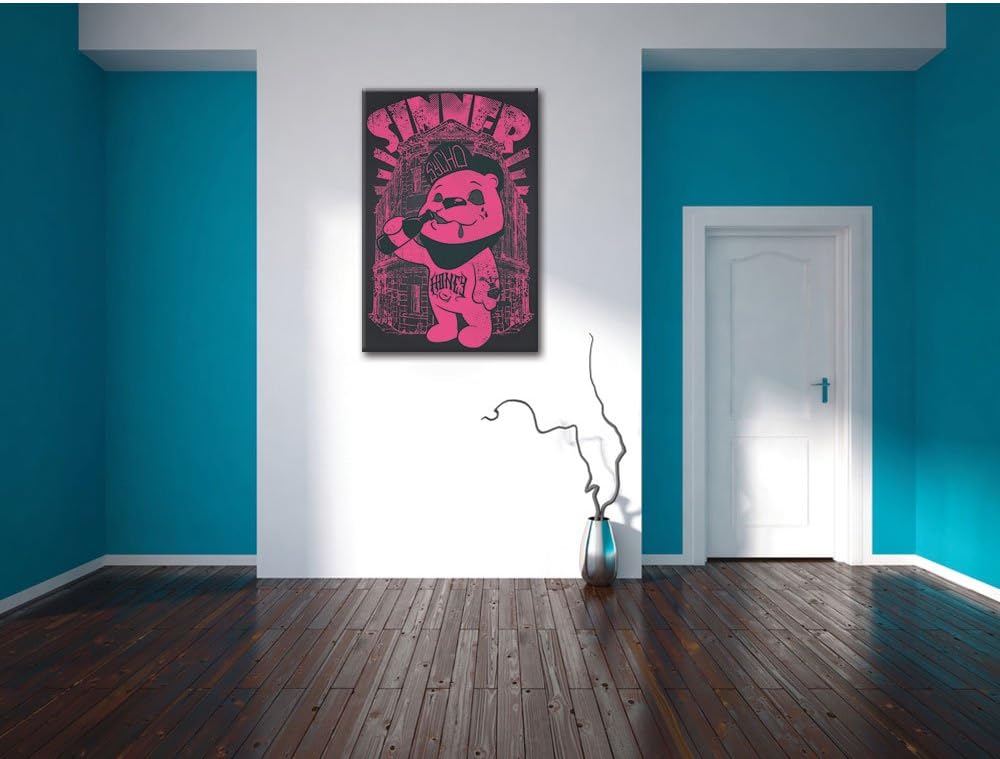 Pixxprint Sinner Black Bild auf Leinwand, XXL riesige Bilder fertig gerahmt mit Keilrahmen, Kunstdru