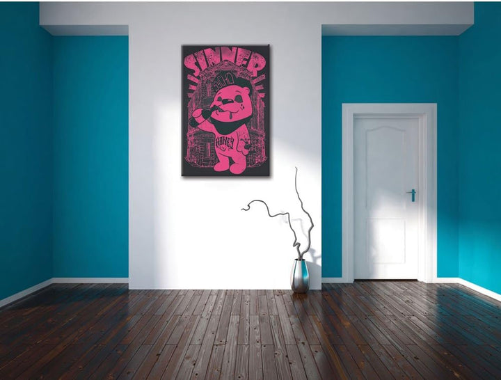 Pixxprint Sinner Black Bild auf Leinwand, XXL riesige Bilder fertig gerahmt mit Keilrahmen, Kunstdru