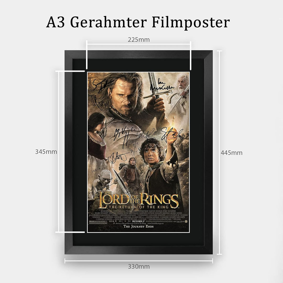 HWC Trading Lord Of The Rings The Return Of The King A3 Gerahmte Signiert Gedruckt Autogramme Bild D