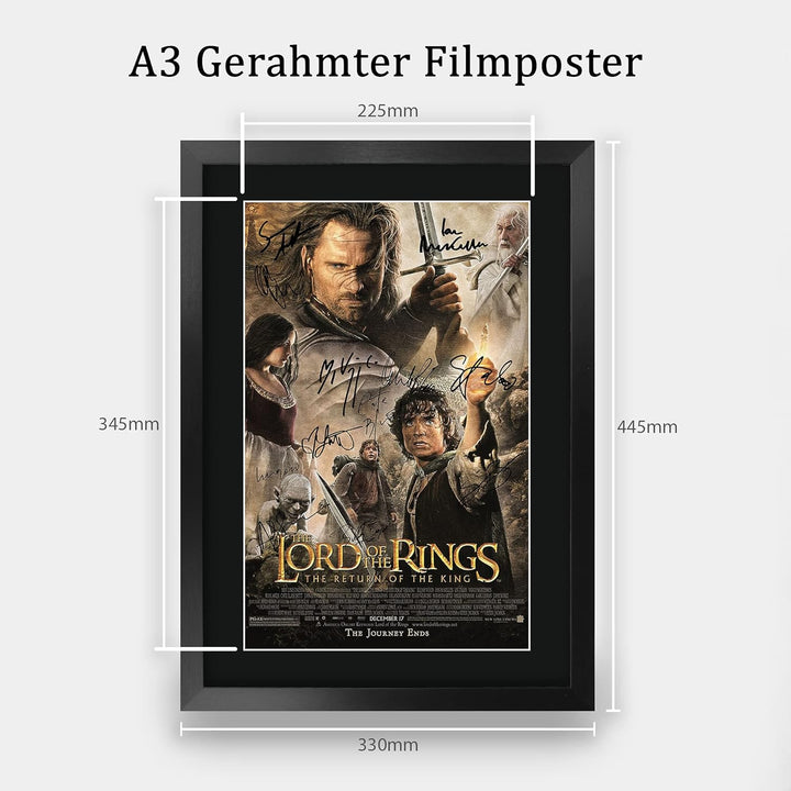 HWC Trading Lord Of The Rings The Return Of The King A3 Gerahmte Signiert Gedruckt Autogramme Bild D