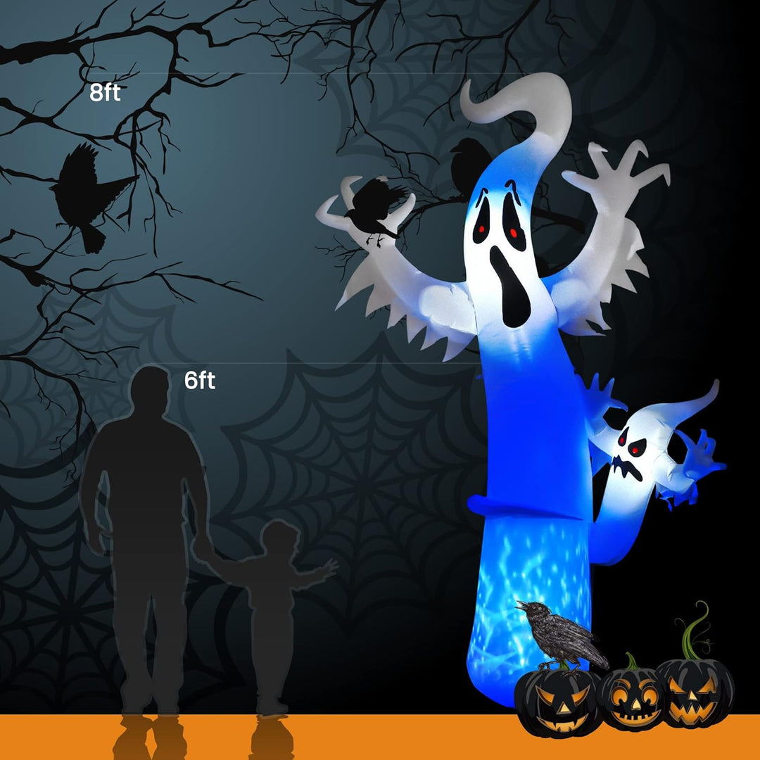 Moxled Halloween Aufblasbar Deko Outdoor, 2,4M Halloween Terrible Geist Aufblasbare Ghosts Dekoratio