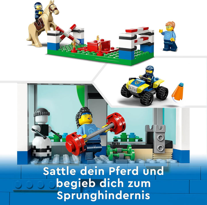 LEGO 60372 City Polizeischule Spielset mit Hindernisstrecke, Pferd-Figur, Spielzeug-Auto und 6 Minif