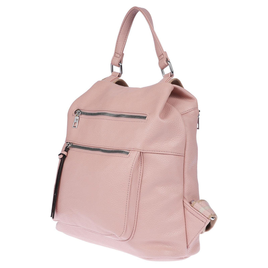 Christian Wippermann grosser Damen City Rucksack Tasche Body Bag Leder Optik Schultertasche Rose, Ro