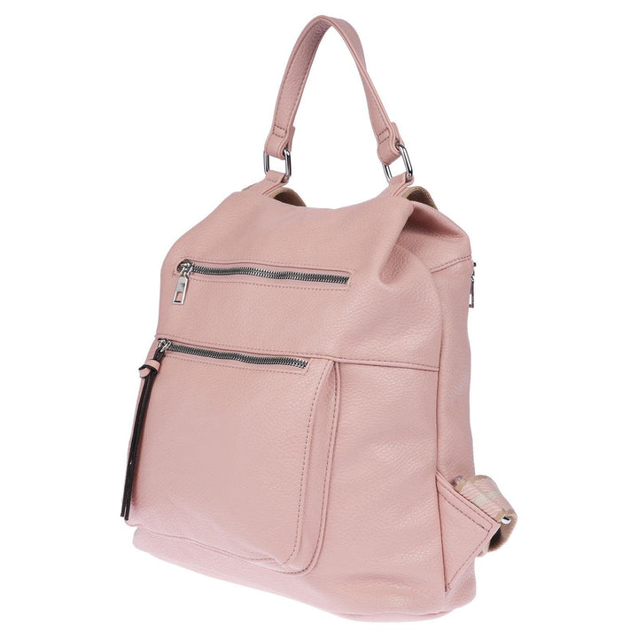 Christian Wippermann grosser Damen City Rucksack Tasche Body Bag Leder Optik Schultertasche Rose, Ro