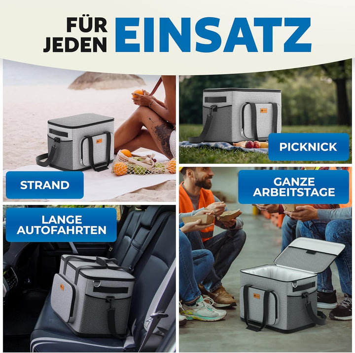 BigDean 30L Kühltasche auslaufsicher & wasserdicht – Picknicktasche für Essen & Getränke – bis zu 5h