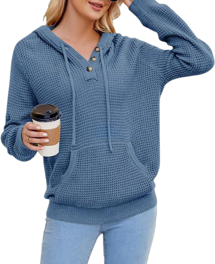 TrendiMax Hoodie Damen Strickpullover Kapuzenpullover Herbst Übergangs Sweatshirt Langarm Pullover D