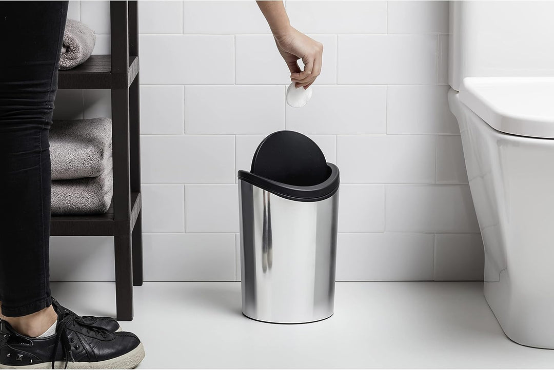 TATAY Mülleimer Bad, 6L Kapazität, Polypropylen, BPA frei, Taupe. Massnahmen 19 x 19 x 28 cm, Metall