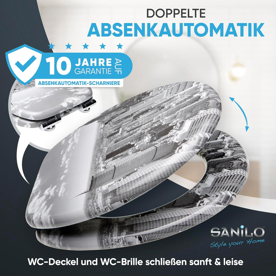 Sanilo WC-Sitz mit Absenkautomatik I Hochwertiger Toilettensitz aus Holz I Toilettendeckel in versch