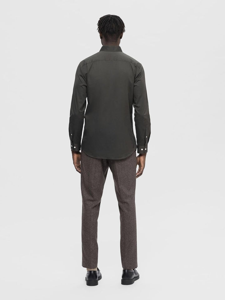 SELETED HOMME Herren Slhslimethan Shirt Ls Classic Noos Hemd S Forest Night/Detail:w. Black, S Fores