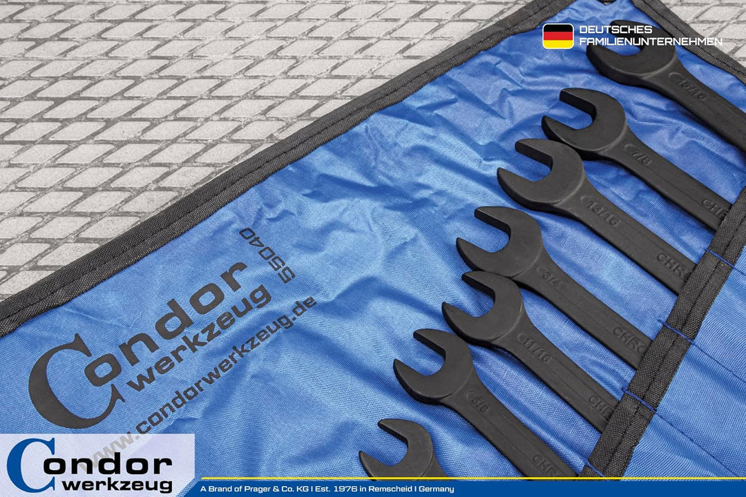 CONDOR Werkzeug 55040 | Gabel-Ringschlüssel-Satz | 12-tlg. | zöllig | 1/4" - 15/16" | Chrom-Vanadium