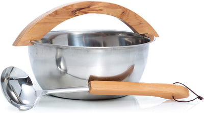 SULENO Sauna Set 2-teilig Edelstahl Aufgusskübel Aufgusskelle