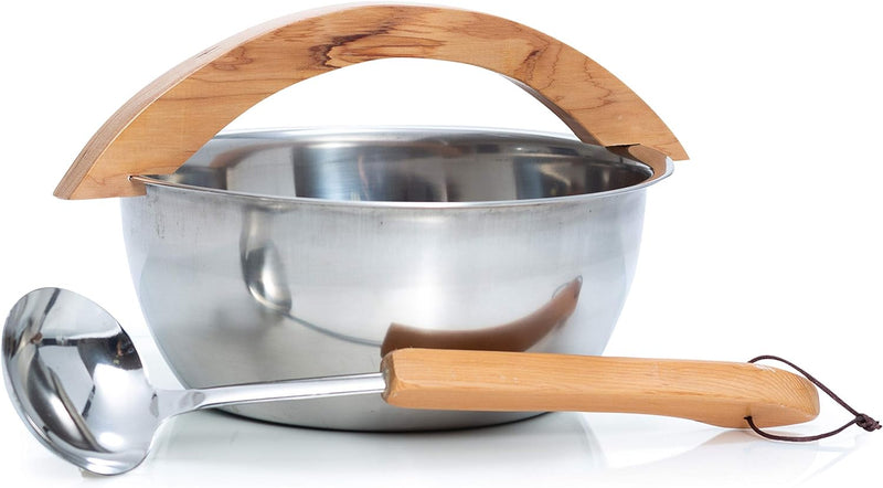 SULENO Sauna Set 2-teilig Edelstahl Aufgusskübel Aufgusskelle