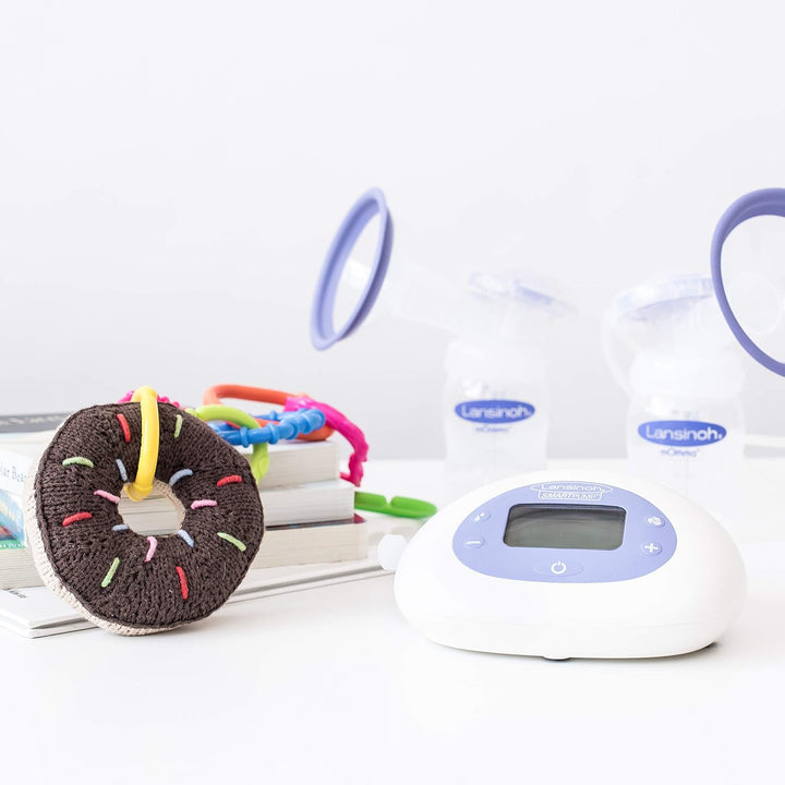 Lansinoh Milchpumpe 2-in-1 Doppel-Milchpumpe Stillmilch-Milchpumpe, lila Weiss / Lila / Transparent