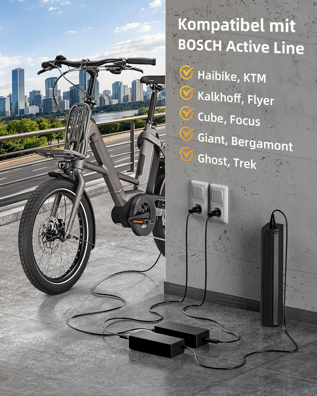 E-Bike 36V 6A 42V 6A Ladegerät für Bosch PowerPack 300/400,PowerTube 400,PowerTube 500/625,PowerPack