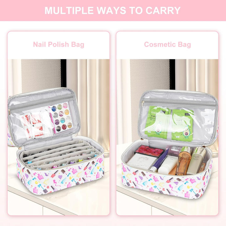 Nagellack Aufbewahrung Tasche,Doppelschichtige Nagellack Organizer für 40 Flaschen(15 ml-0.5 FL.oz)