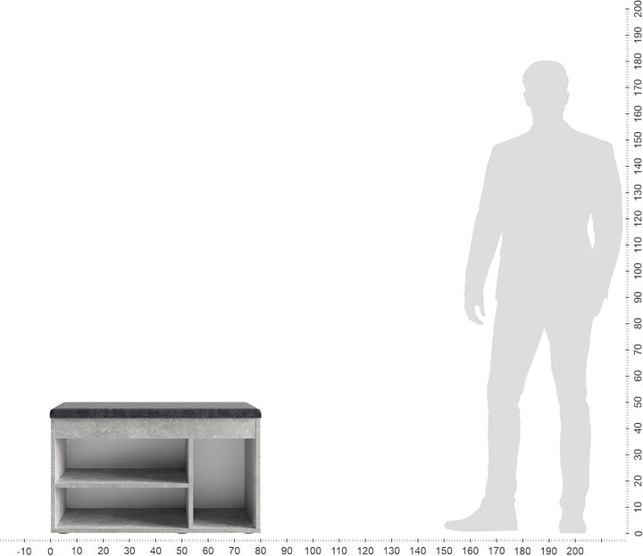 KOMTO Schuhbank mit Sitzfläche - Schuhregal Bank mit Stauraum Beton 80 x 48 x 32 cm Schuhschrank mit