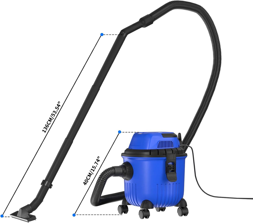 HSHa Industriestaubsauger Mit Blasfunktion, 15 Liter Nasssauger Trockensauger, 2 IN 1 Kurze Saugdüse