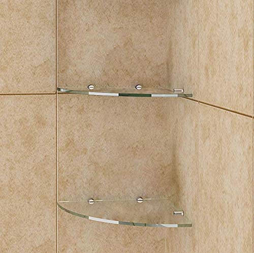 8 mm Glas-Wandregal Glasregal Eckregal für Duschwände / Duschkabinen Klarglas Regal Ablage Sicherhei