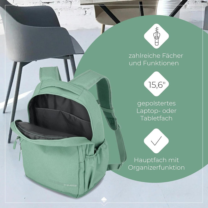 Travelite Handgepäck Rucksack mit gepoltertem Laptopfach, Laptop Rucksack 15,6 Zoll, KICK OFF, Tages