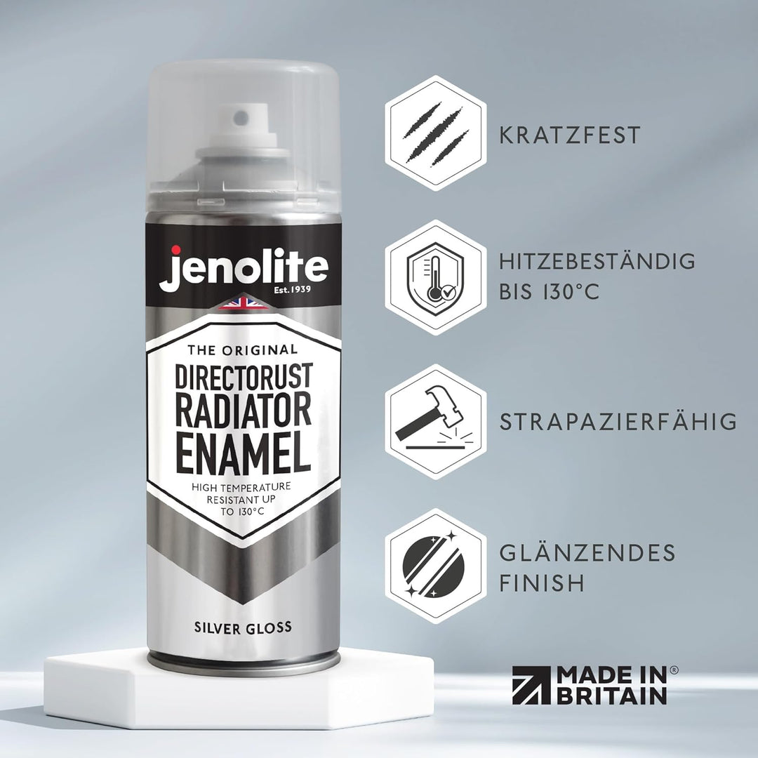 JENOLITE Heizkörperlack | Emaille-Sprühfarbe für Heizkörper | Silber glänzend | 3 x 400ml 3 Silber