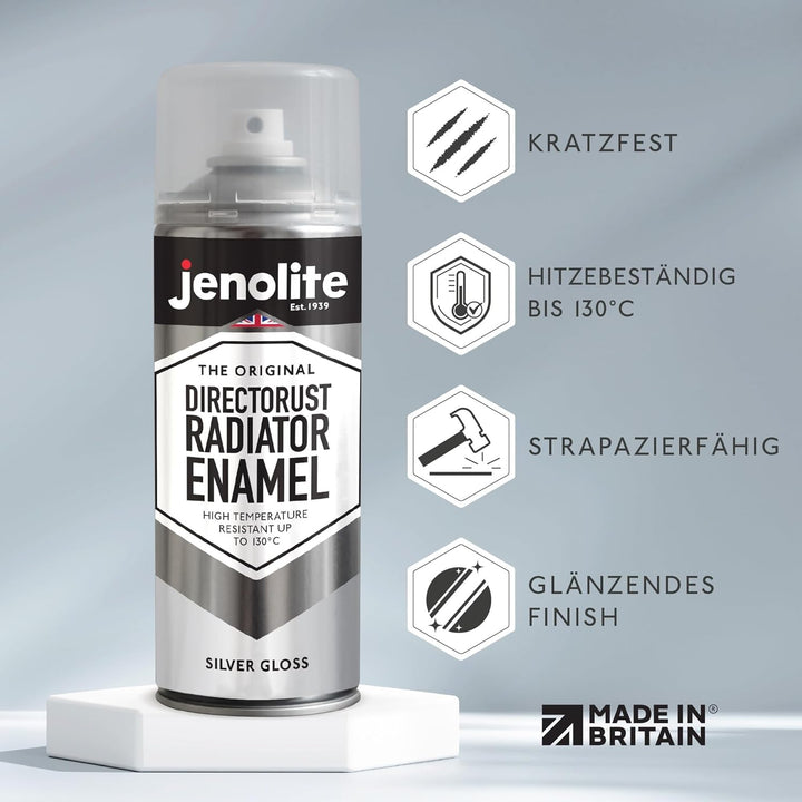 JENOLITE Heizkörperlack | Emaille-Sprühfarbe für Heizkörper | Silber glänzend | 3 x 400ml 3 Silber