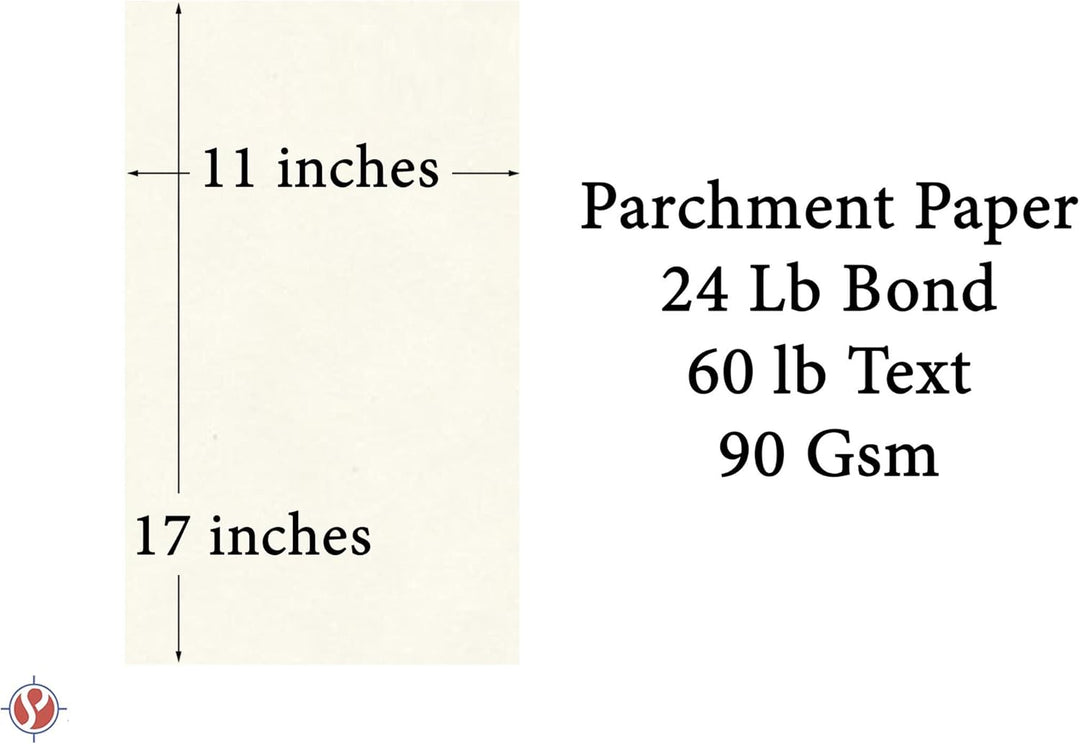 Weisses Pergamentpapier | 10,9 kg Bindung / 27,2 kg Text / 90 g/m² Papier | 50 Blatt pro Packung | 2