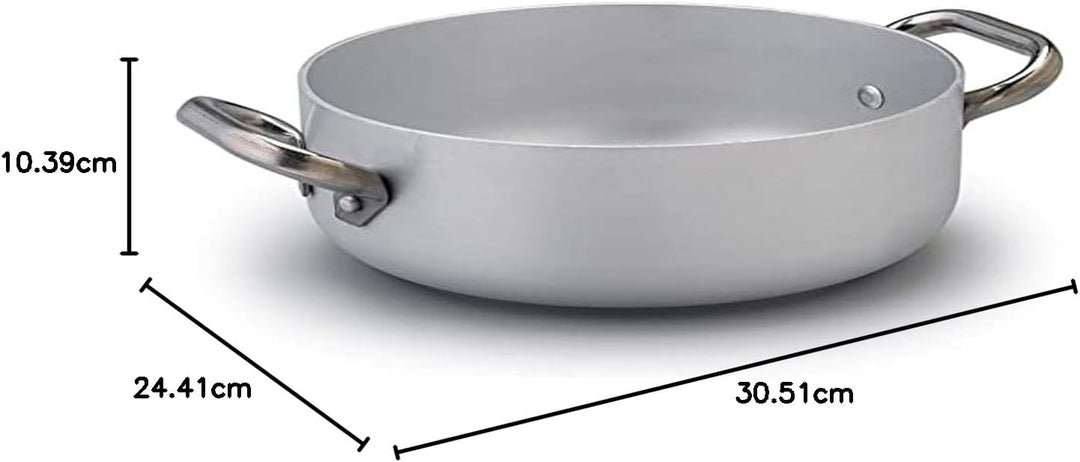 Pentole Agnelli Linie Aluminium Induktion Schmortopf, Induktionsboden mit 2 Griffen Cool 24 cm Silbe