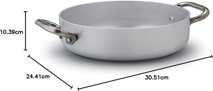 Pentole Agnelli Linie Aluminium Induktion Schmortopf, Induktionsboden mit 2 Griffen Cool 24 cm Silbe