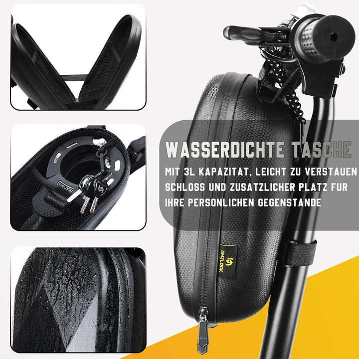 AMZLOCK E Scooter Schloss mit Tasche | 8mm Dicke Kettenschloss | Handschellenschloss für E Scooter |