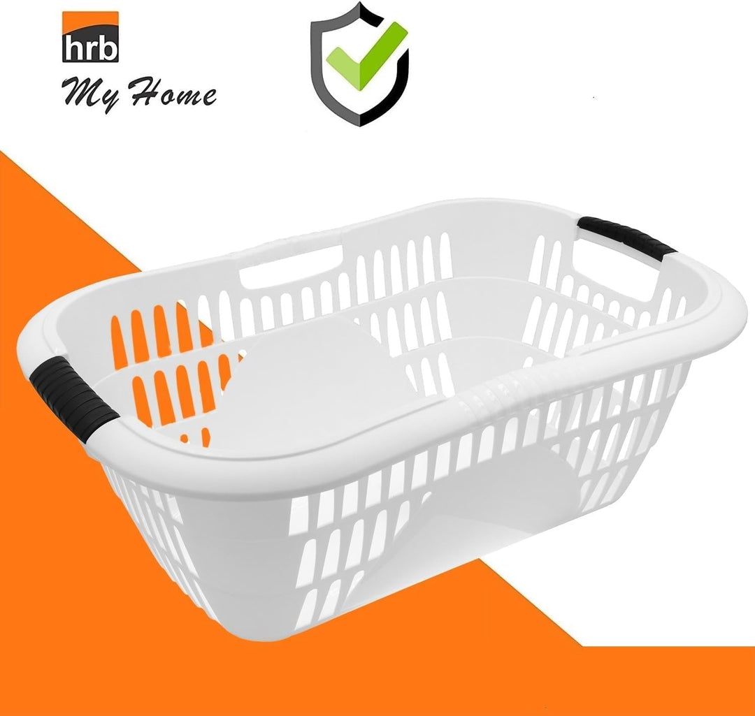 HRB 2er Set Wäschekorb Plastik weiss, 40L Wäsche Box Volumen, Wäschesammler mit 59,5 x 40 x 23 cm Au
