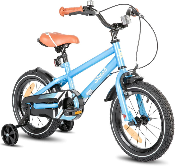 STITCH Kinderfahrrad für 3-9 Jahre Mädchen & Jungen, 14/16/18 Zoll Kinderfahrrad mit Stabilisatoren