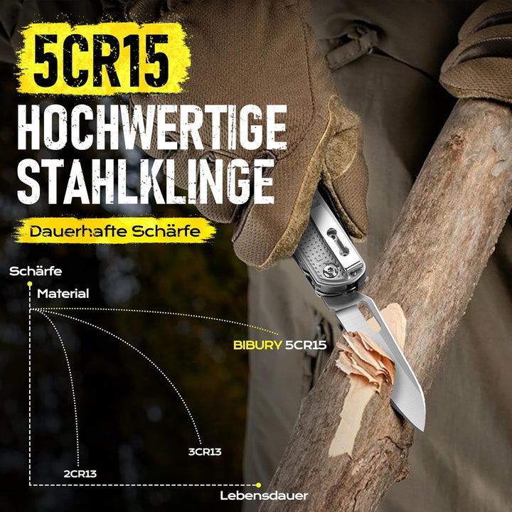 BIBURY Geschenke für Männer, Multitool EDC Taschenmesser, Survival Messer Edelstahl, Messer Outdoor,