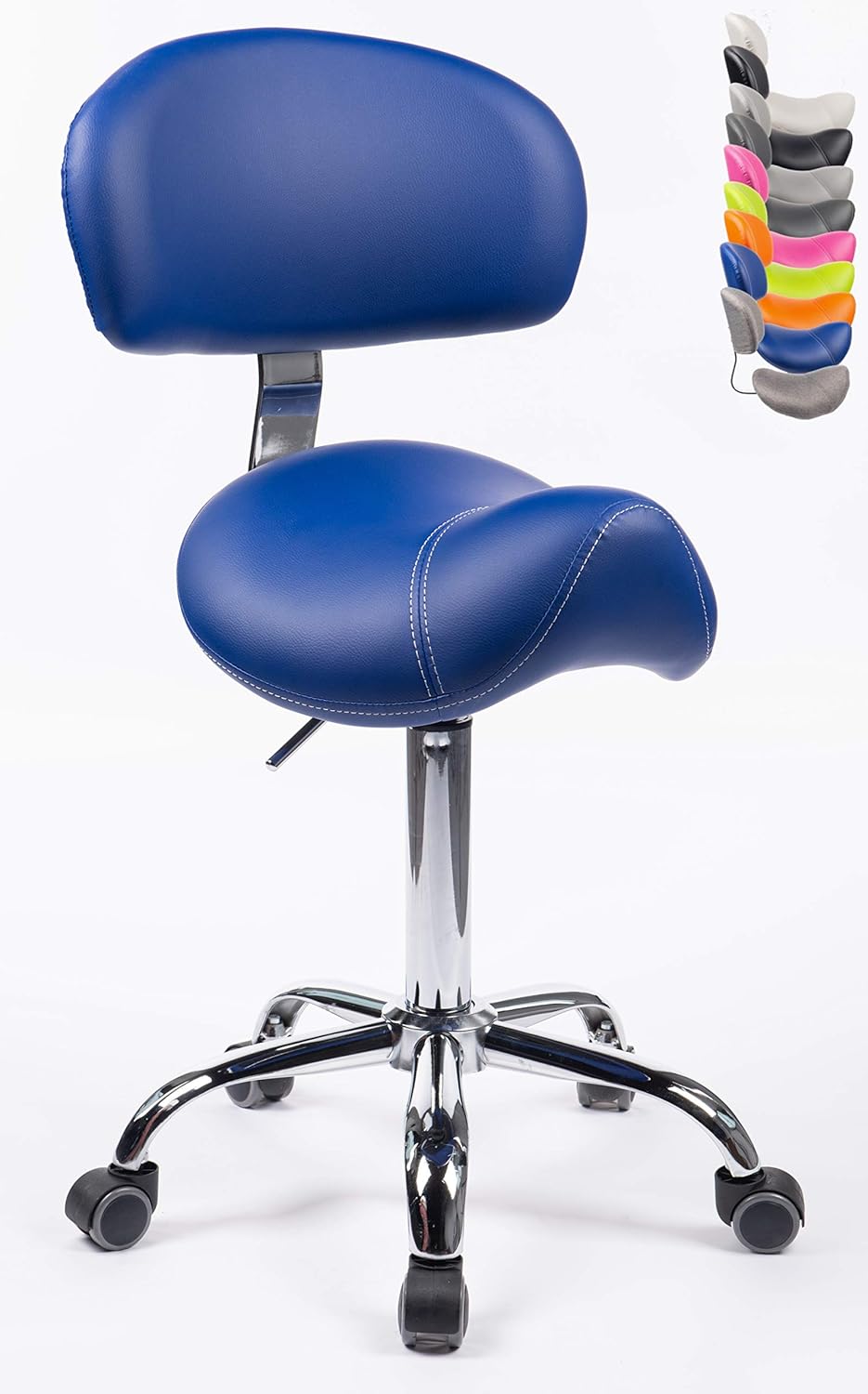 1stuff® Sattelhocker MULY BIGBACK Sattelstuhl mit Lehne - Sitzhöhe bis ca. 74cm - ergonomischer Roll