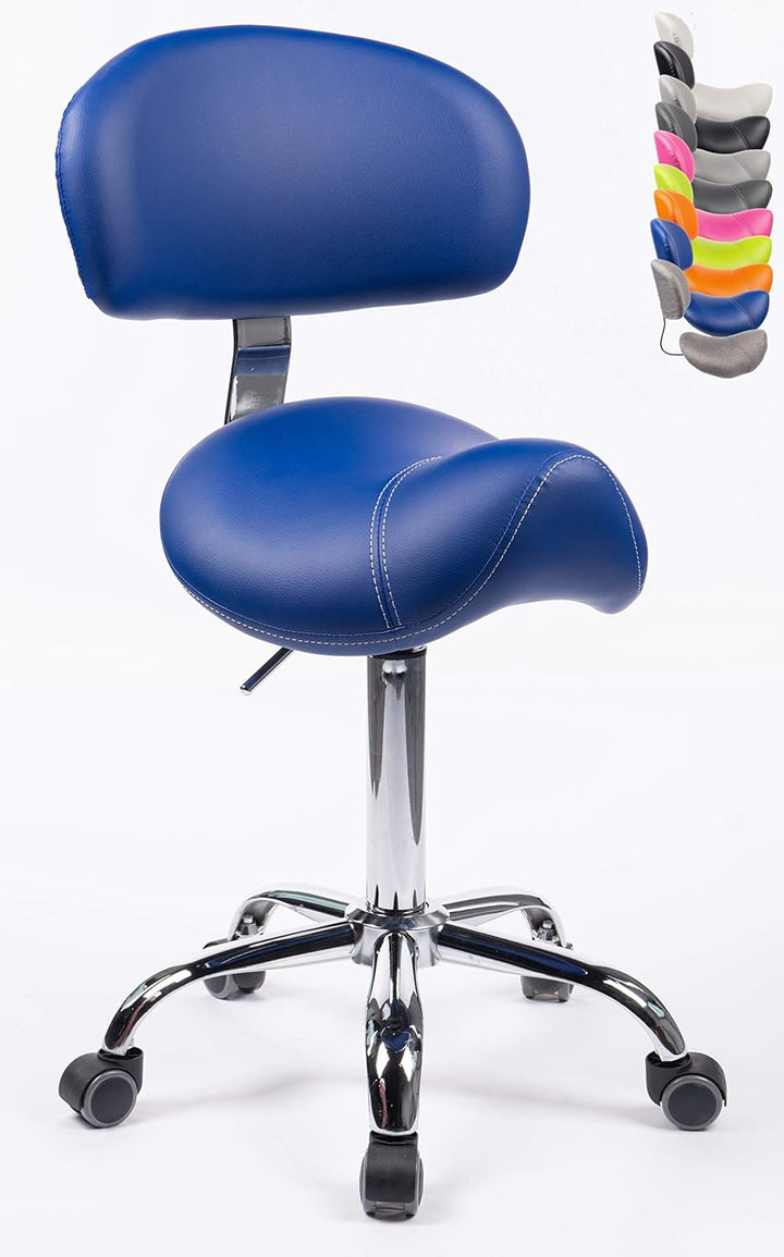 1stuff® Sattelhocker MULY BIGBACK Sattelstuhl mit Lehne - Sitzhöhe bis ca. 74cm - ergonomischer Roll