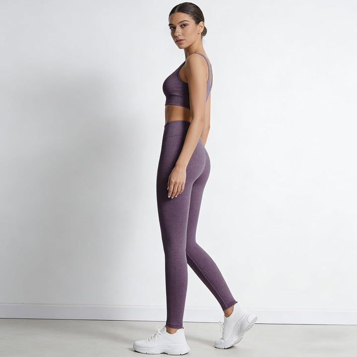 dohomiryo Damen Sportanzüge Jogginganzug Sport Sets 2 Teilig Workout Outfit Set Sport Crop Top+Hohe