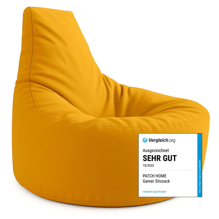 PATCH HOME Gamer Kissen & Lounge Sitzsack – befüllbar mit Reissverschluss, gefüllt mit Styropor, gee