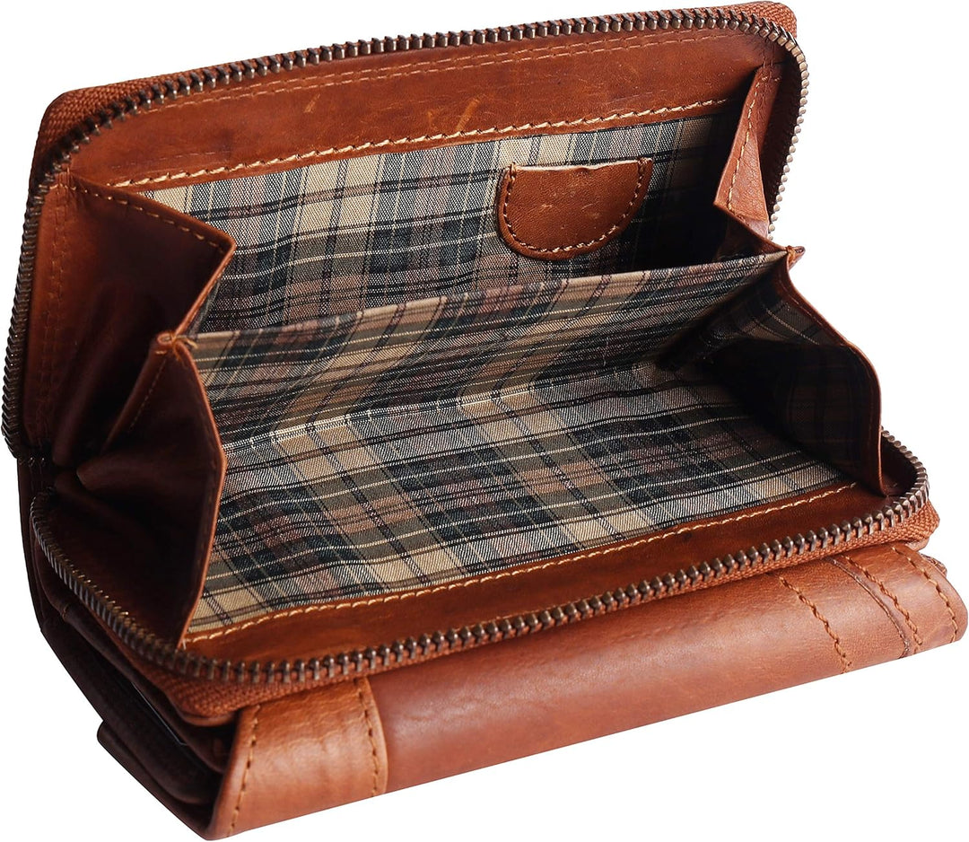 Chunkyrayan Echtleder Damen Geldbörse Hochwertig Vintage RFID Schutz inklusive Leder Schlüsselanhäng