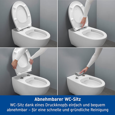 Duravit Universal Toilettendeckel mit Absenkautomatik, WC Sitz Quick Release & Universal Brauseschla