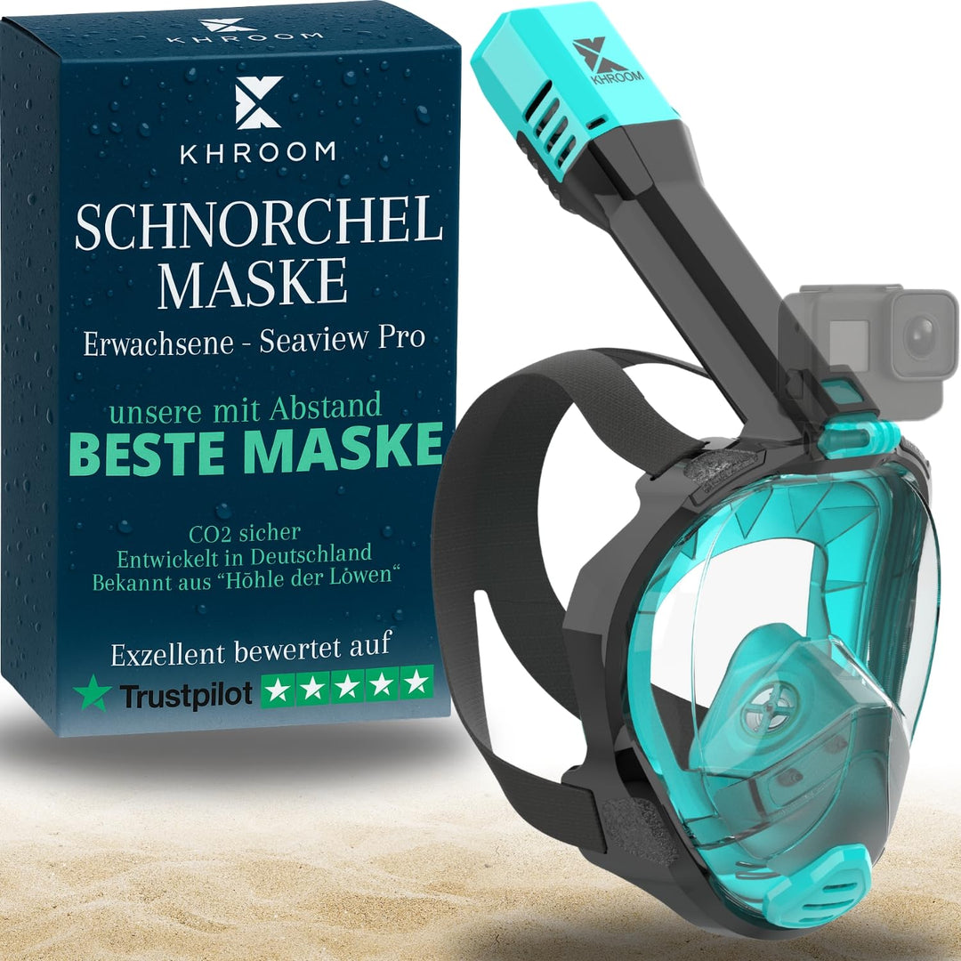 Khroom Schnorchelmaske Erwachsene Vollmaske absolut CO2 sicher | Unsere Beste Tauchermaske Seaview P