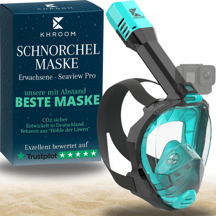 Khroom Schnorchelmaske Erwachsene Vollmaske absolut CO2 sicher | Unsere Beste Tauchermaske Seaview P