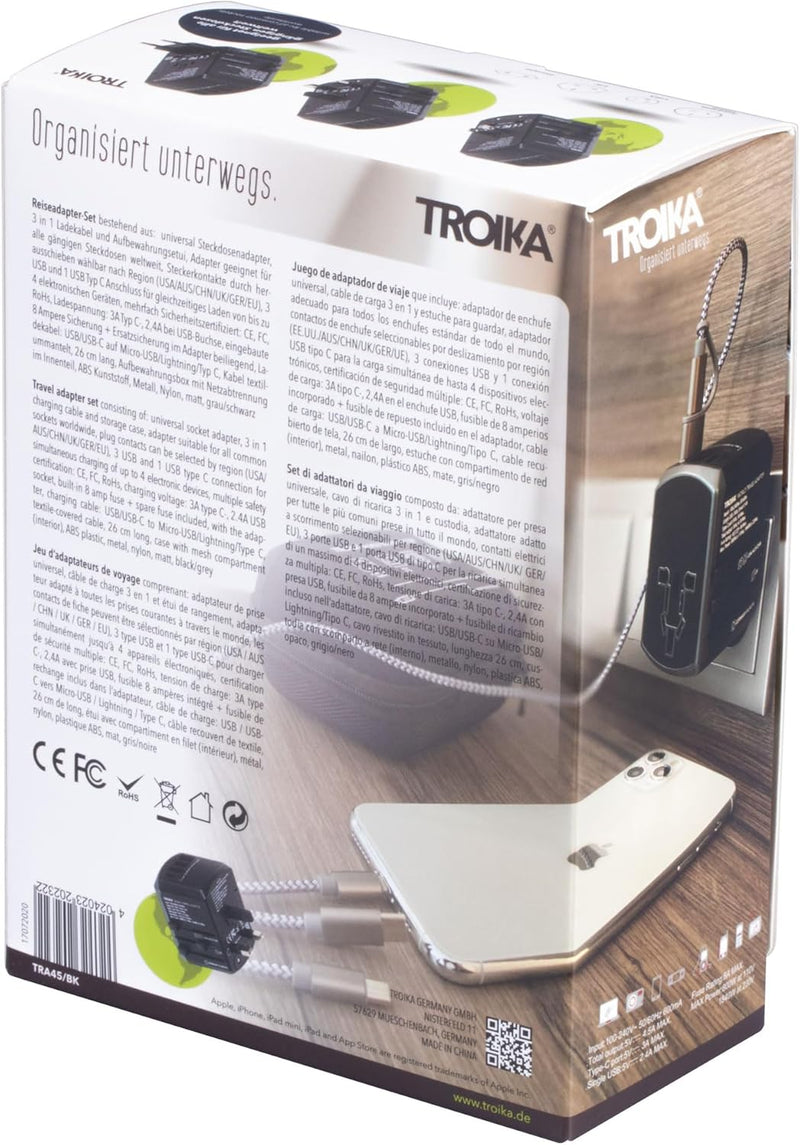 TROIKA Design Werkstatt Reiseadapter-Set TROIKA World TRAVEL Adapter