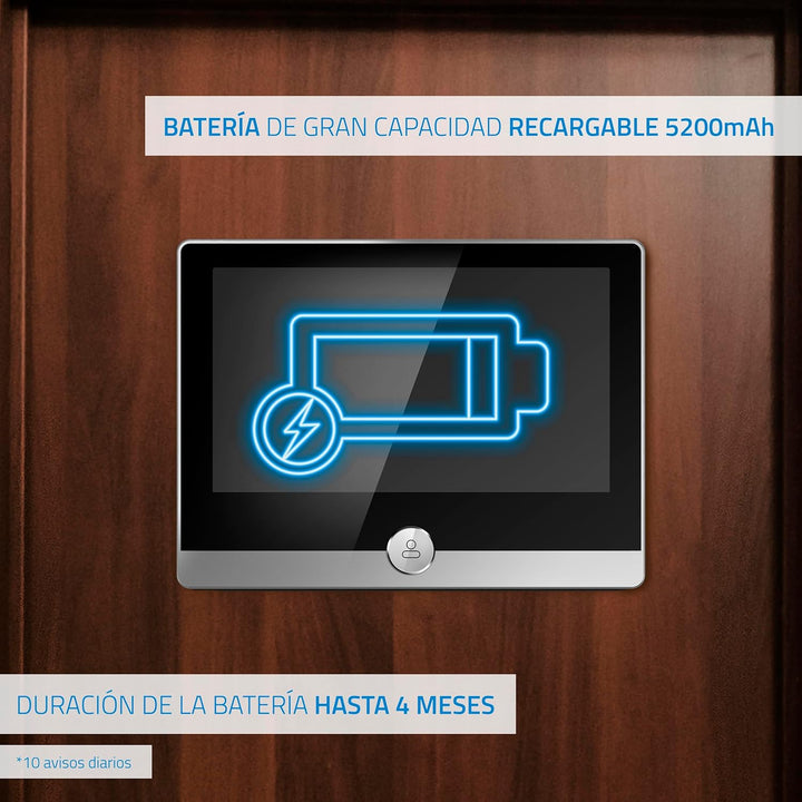 NIVIAN WiFi Digital Peephole – Full-HD-Videokamera mit Akku und Türklingel, Zwei-Wege-Audio, PIR-Erk