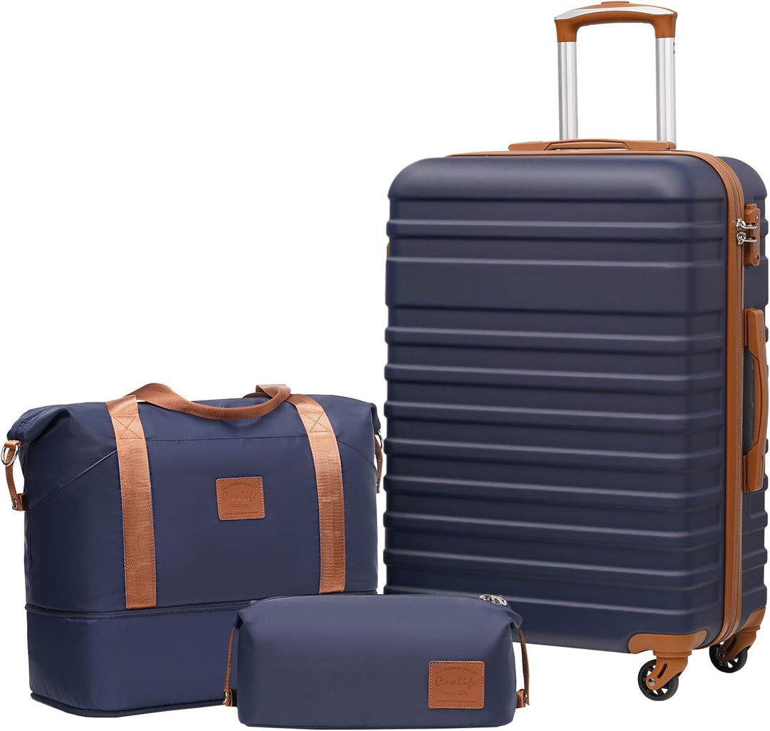COOLIFE Koffer Trolley Koffer Reisekoffer von ABS Hartschalen Trolley 4 Rollen TSA-Schloss Der Koffe