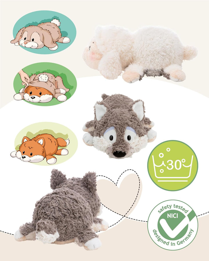Kuscheltier Schaf & Wolf 25cm mit Wendefunktion 2in1 - beige - Stofftier aus weichem Plüsch, niedlic