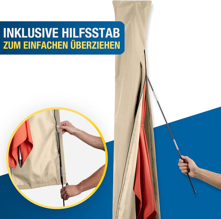 SPRINKS® Sonnenschirm Schutzhülle bis ≤ Ø 300cm - Reissfeste Sonnenschirmhülle mit UV Schutz - Wette