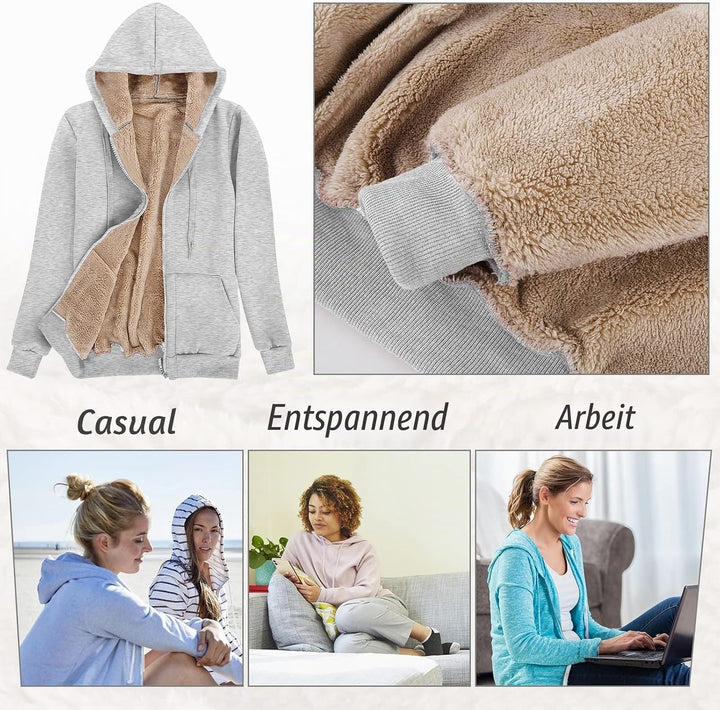 UMIPUBO Hoodie Damen Sweatjacke Fleecejacke Kapuzenpullover Warm Oberteil, Herbst und Winter Sweatsh