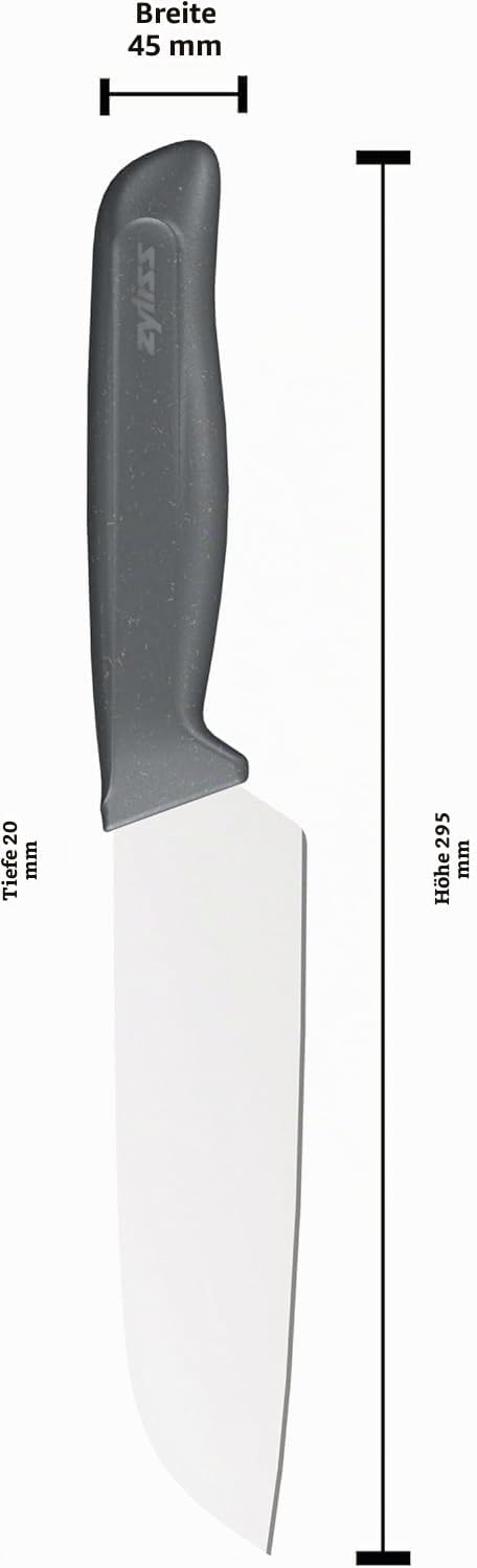 Zyliss Santokumesser, 15 cm scharfer Edelstahl mit nachhaltigem, rutschfestem Griff aus Weizenstroh,