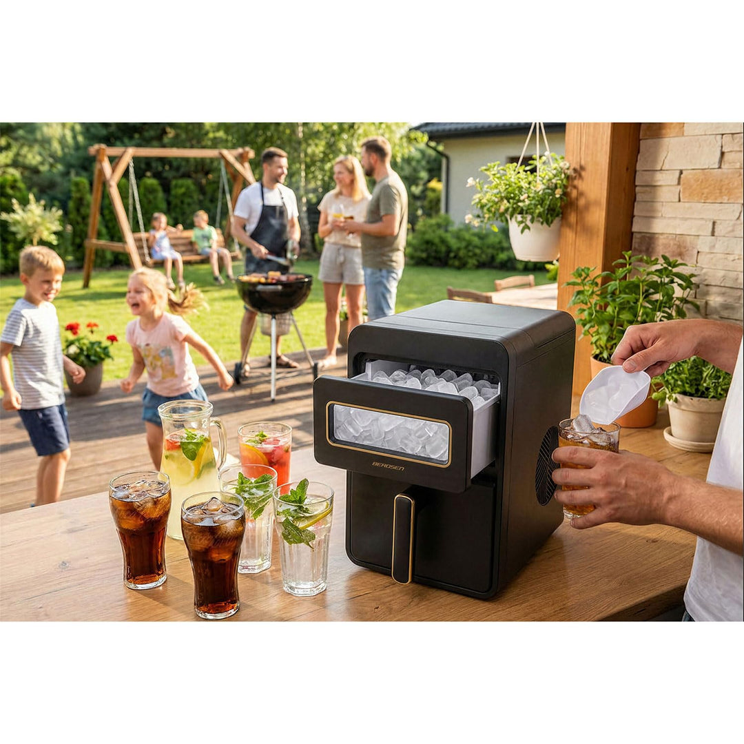 Berdsen Eiswürfelmaschine 12 kg/24 h - 9 Eiswürfel in 6-8 Minuten - Eiswürfelbereiter mit 2 Grössen
